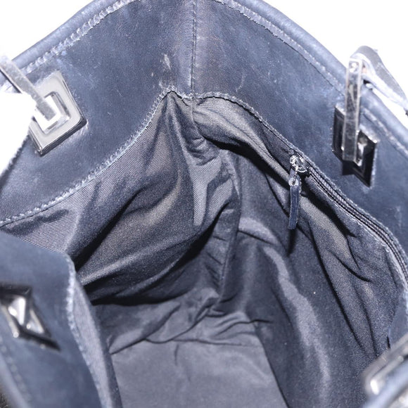 GUCCI GG Canvas Tote Bag Black Silver 31244 Auth 192522