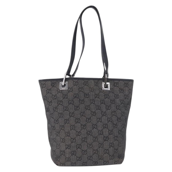 GUCCI GG Canvas Tote Bag Black Silver 31244 Auth 192522