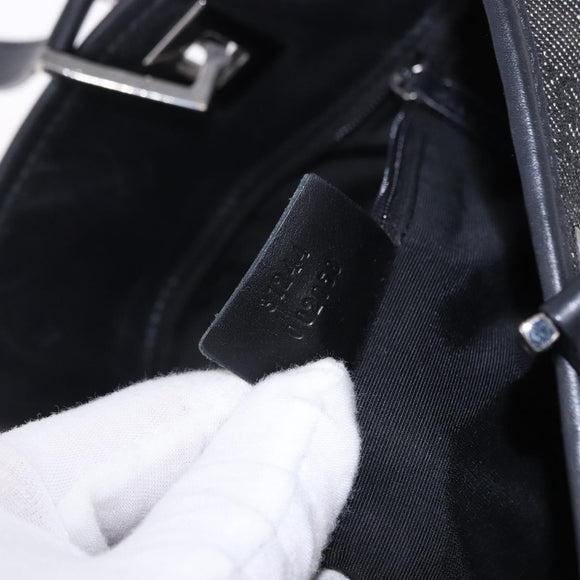 GUCCI GG Canvas Tote Bag Black Silver 31244 Auth 192522