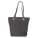 GUCCI GG Canvas Tote Bag Black Silver 31244 Auth 192522-2