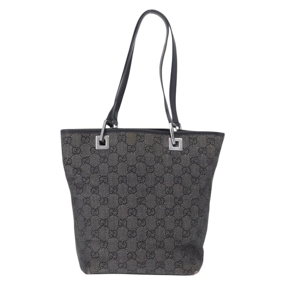 GUCCI GG Canvas Tote Bag Black Silver 31244 Auth 192522