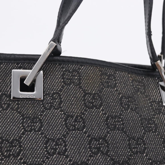 GUCCI GG Canvas Tote Bag Black Silver 31244 Auth 192522