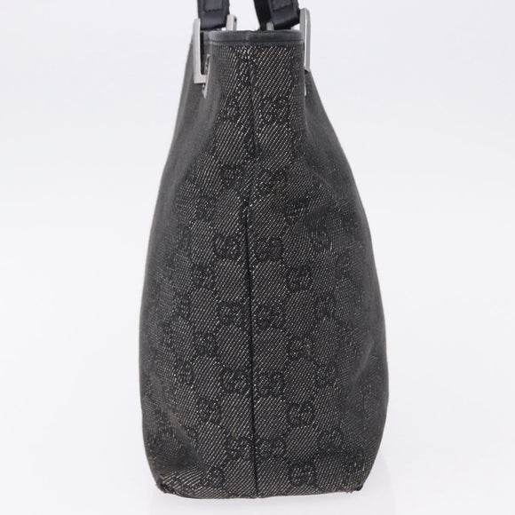 GUCCI GG Canvas Tote Bag Black Silver 31244 Auth 192522