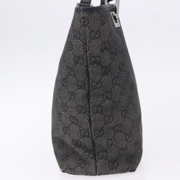 GUCCI GG Canvas Tote Bag Black Silver 31244 Auth 192522