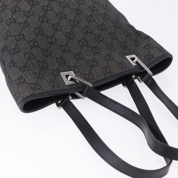 GUCCI GG Canvas Tote Bag Black Silver 31244 Auth 192522