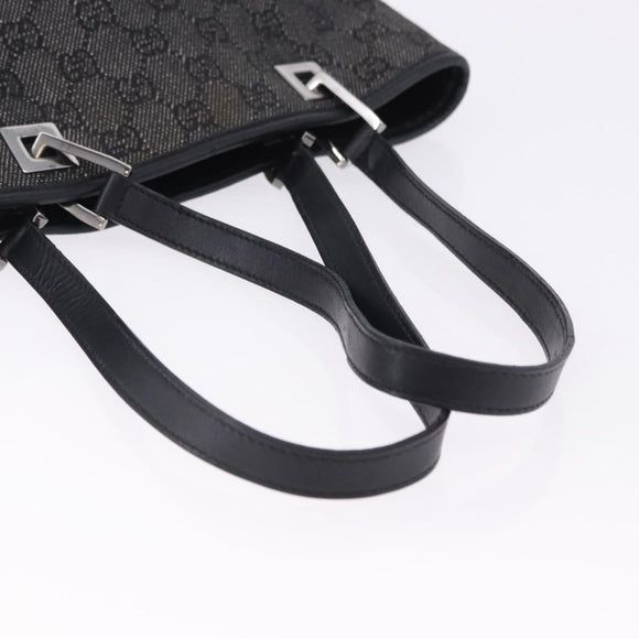 GUCCI GG Canvas Tote Bag Black Silver 31244 Auth 192522