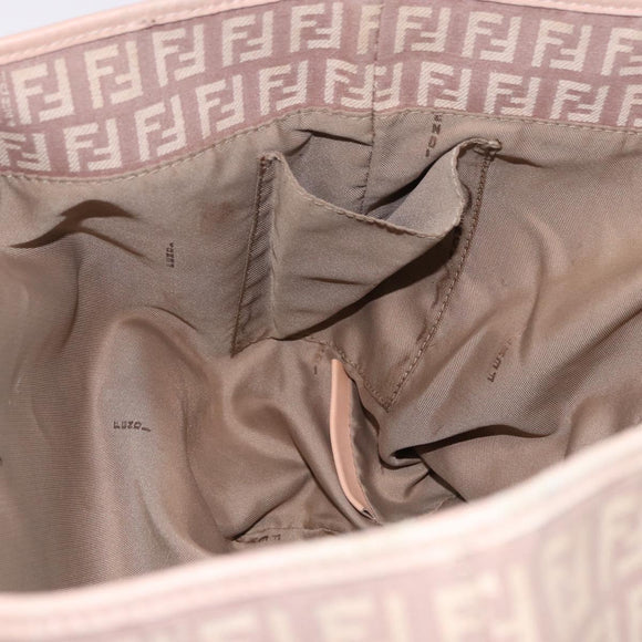 FENDI Zucchino Canvas Tote Bag Pink Gold Auth 192523