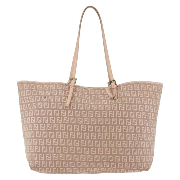 FENDI Zucchino Canvas Tote Bag Pink Gold Auth 192523