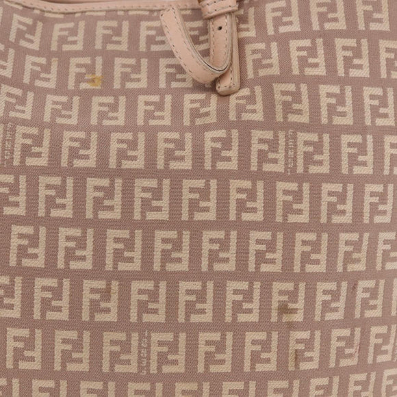 FENDI Zucchino Canvas Tote Bag Pink Gold Auth 192523