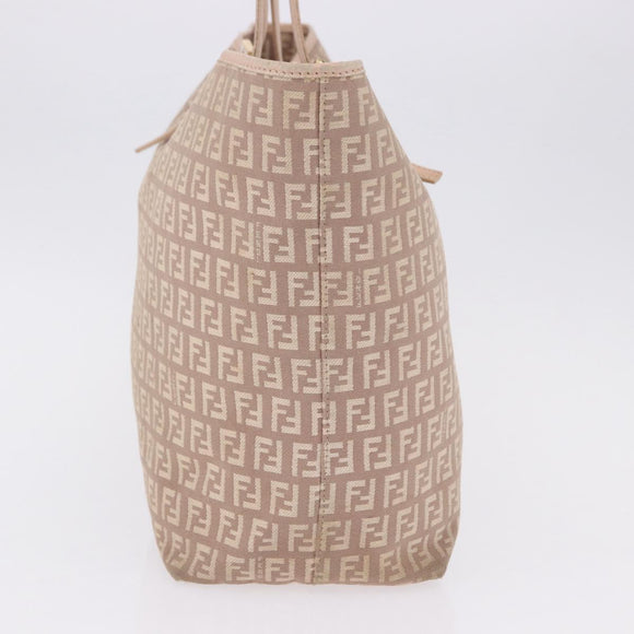 FENDI Zucchino Canvas Tote Bag Pink Gold Auth 192523