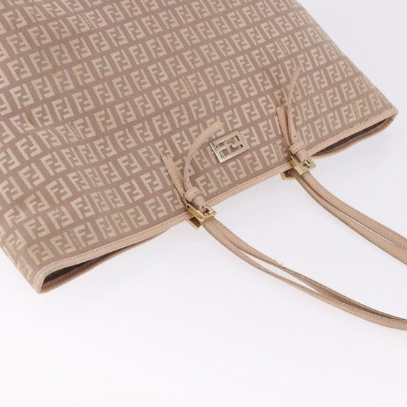FENDI Zucchino Canvas Tote Bag Pink Gold Auth 192523