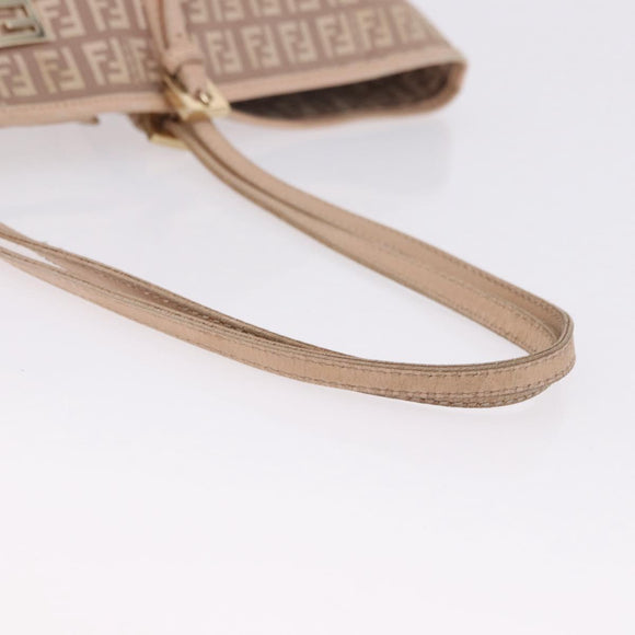 FENDI Zucchino Canvas Tote Bag Pink Gold Auth 192523