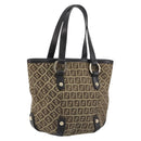 FENDI Zucchino Canvas Hand Bag Beige Gold Auth 192524A-1