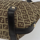 FENDI Zucchino Canvas Hand Bag Beige Gold Auth 192524A-10