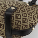 FENDI Zucchino Canvas Hand Bag Beige Gold Auth 192524A-12
