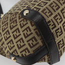 FENDI Zucchino Canvas Hand Bag Beige Gold Auth 192524A-13