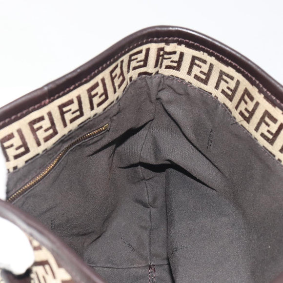 FENDI Zucchino Canvas Hand Bag Beige Gold Auth 192524A