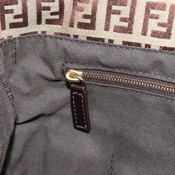 FENDI Zucchino Canvas Hand Bag Beige Gold Auth 192524A