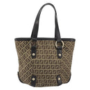 FENDI Zucchino Canvas Hand Bag Beige Gold Auth 192524A-2