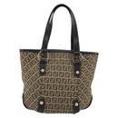 FENDI Zucchino Canvas Hand Bag Beige Gold Auth 192524A-3