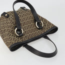 FENDI Zucchino Canvas Hand Bag Beige Gold Auth 192524A-6