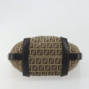 FENDI Zucchino Canvas Hand Bag Beige Gold Auth 192524A-9