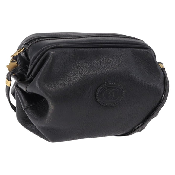 GUCCI Shoulder Bag Leather Black Gold 007 115 5770 Auth 192525
