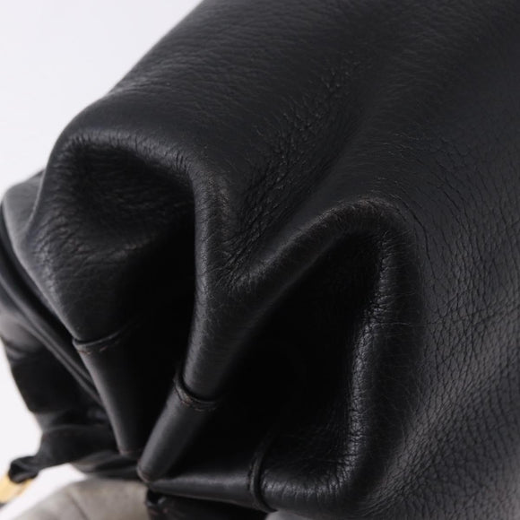 GUCCI Shoulder Bag Leather Black Gold 007 115 5770 Auth 192525