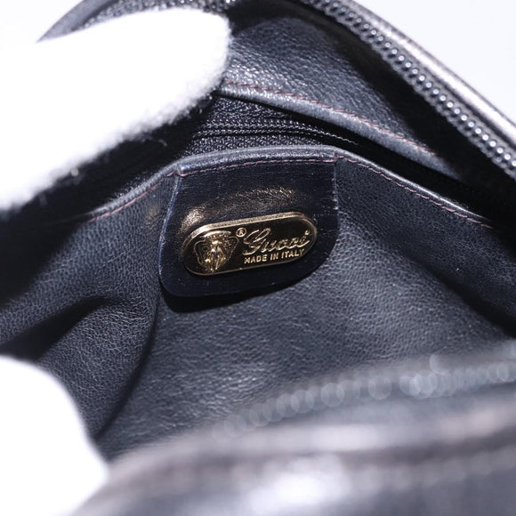GUCCI Shoulder Bag Leather Black Gold 007 115 5770 Auth 192525