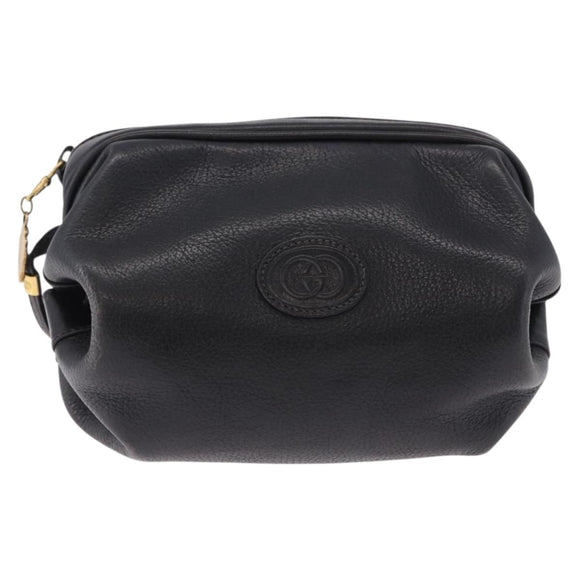 GUCCI Shoulder Bag Leather Black Gold 007 115 5770 Auth 192525