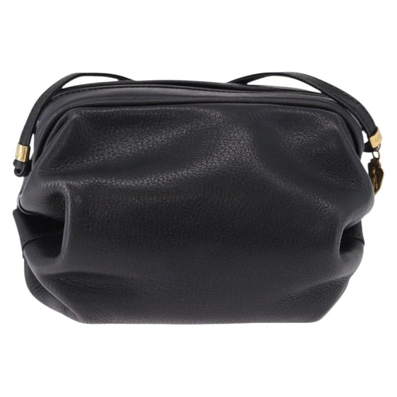 GUCCI Shoulder Bag Leather Black Gold 007 115 5770 Auth 192525