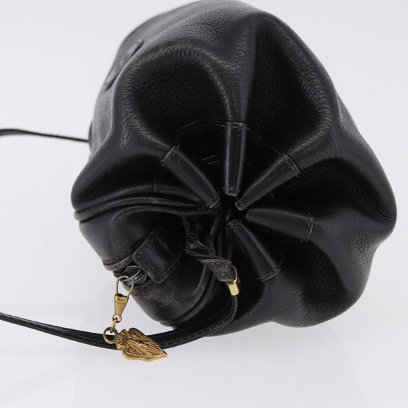 GUCCI Shoulder Bag Leather Black Gold 007 115 5770 Auth 192525