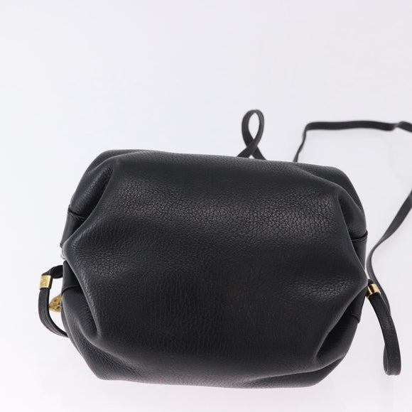 GUCCI Shoulder Bag Leather Black Gold 007 115 5770 Auth 192525