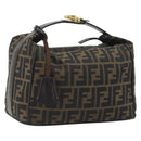 FENDI Zucca Canvas Hand Bag Black Brown Auth 192526A-1