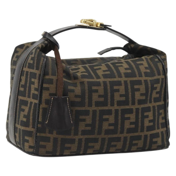 FENDI Zucca Canvas Hand Bag Black Brown Auth 192526A