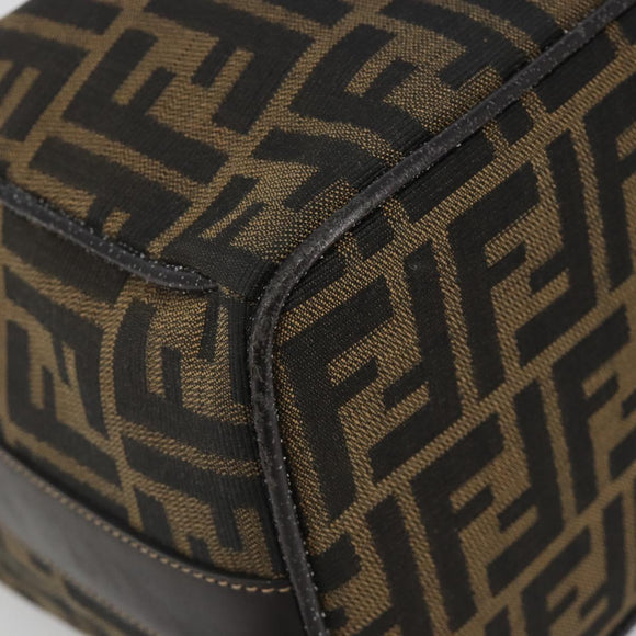 FENDI Zucca Canvas Hand Bag Black Brown Auth 192526A