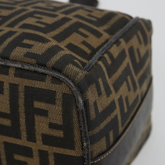FENDI Zucca Canvas Hand Bag Black Brown Auth 192526A