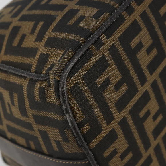 FENDI Zucca Canvas Hand Bag Black Brown Auth 192526A