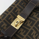FENDI Zucca Canvas Hand Bag Black Brown Auth 192526A-13