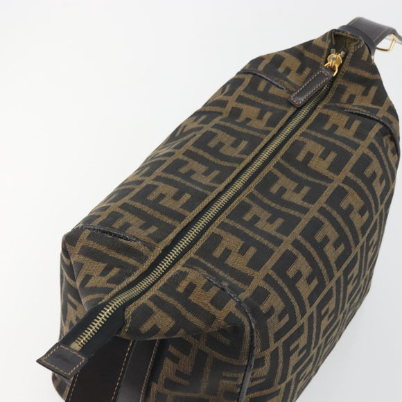 FENDI Zucca Canvas Hand Bag Black Brown Auth 192526A