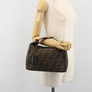 FENDI Zucca Canvas Hand Bag Black Brown Auth 192526A-25