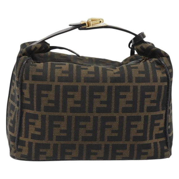FENDI Zucca Canvas Hand Bag Black Brown Auth 192526A