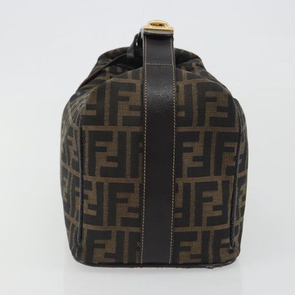 FENDI Zucca Canvas Hand Bag Black Brown Auth 192526A