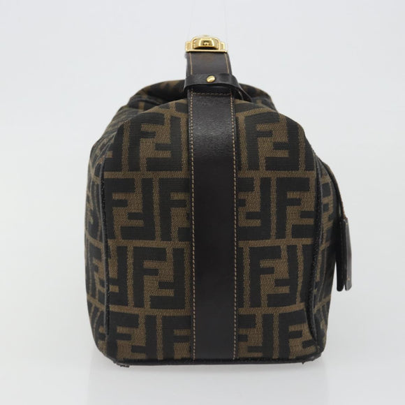 FENDI Zucca Canvas Hand Bag Black Brown Auth 192526A