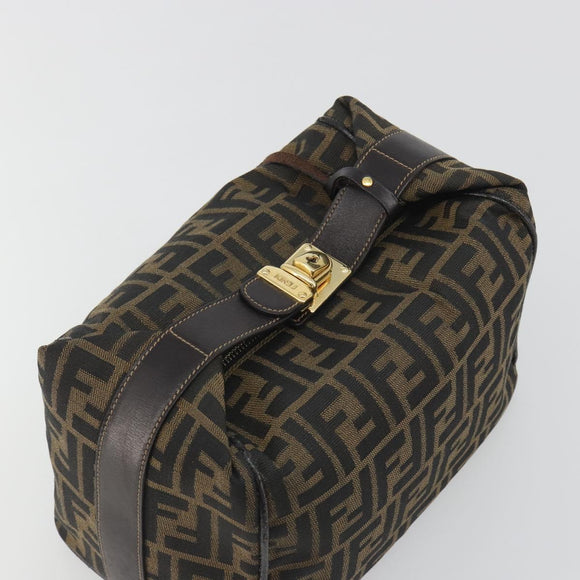 FENDI Zucca Canvas Hand Bag Black Brown Auth 192526A