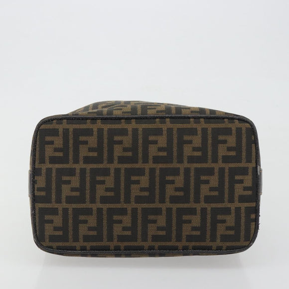 FENDI Zucca Canvas Hand Bag Black Brown Auth 192526A