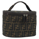 FENDI Zucca Canvas Vanity Bag Brown Black Auth 192527-1