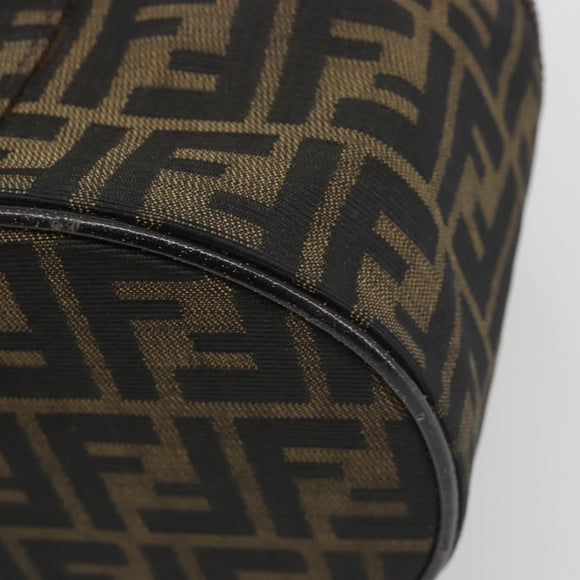 FENDI Zucca Canvas Vanity Bag Brown Black Auth 192527