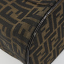 FENDI Zucca Canvas Vanity Bag Brown Black Auth 192527-13