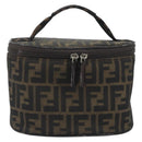 FENDI Zucca Canvas Vanity Bag Brown Black Auth 192527-2